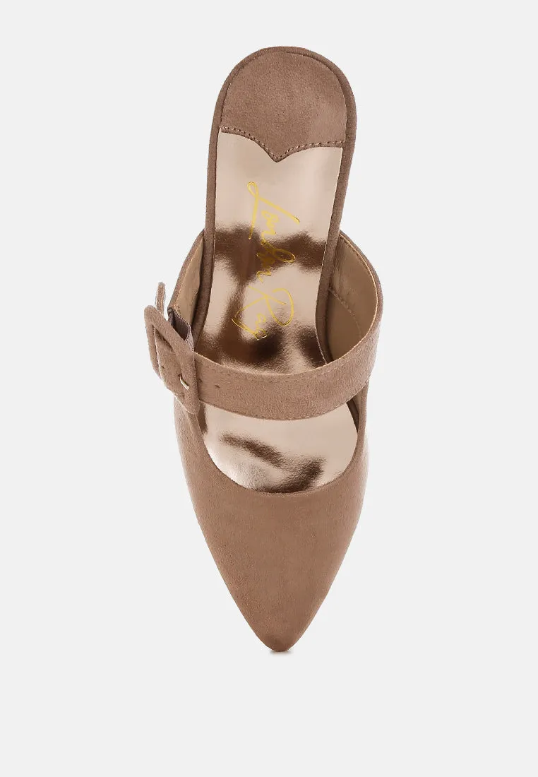 Amapola Buckle Strap Detail Microfiber Mules