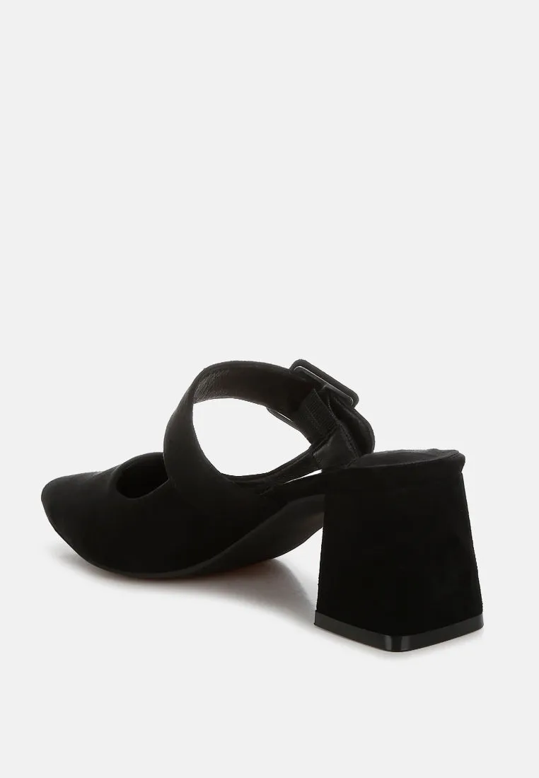 Amapola Buckle Strap Detail Microfiber Mules