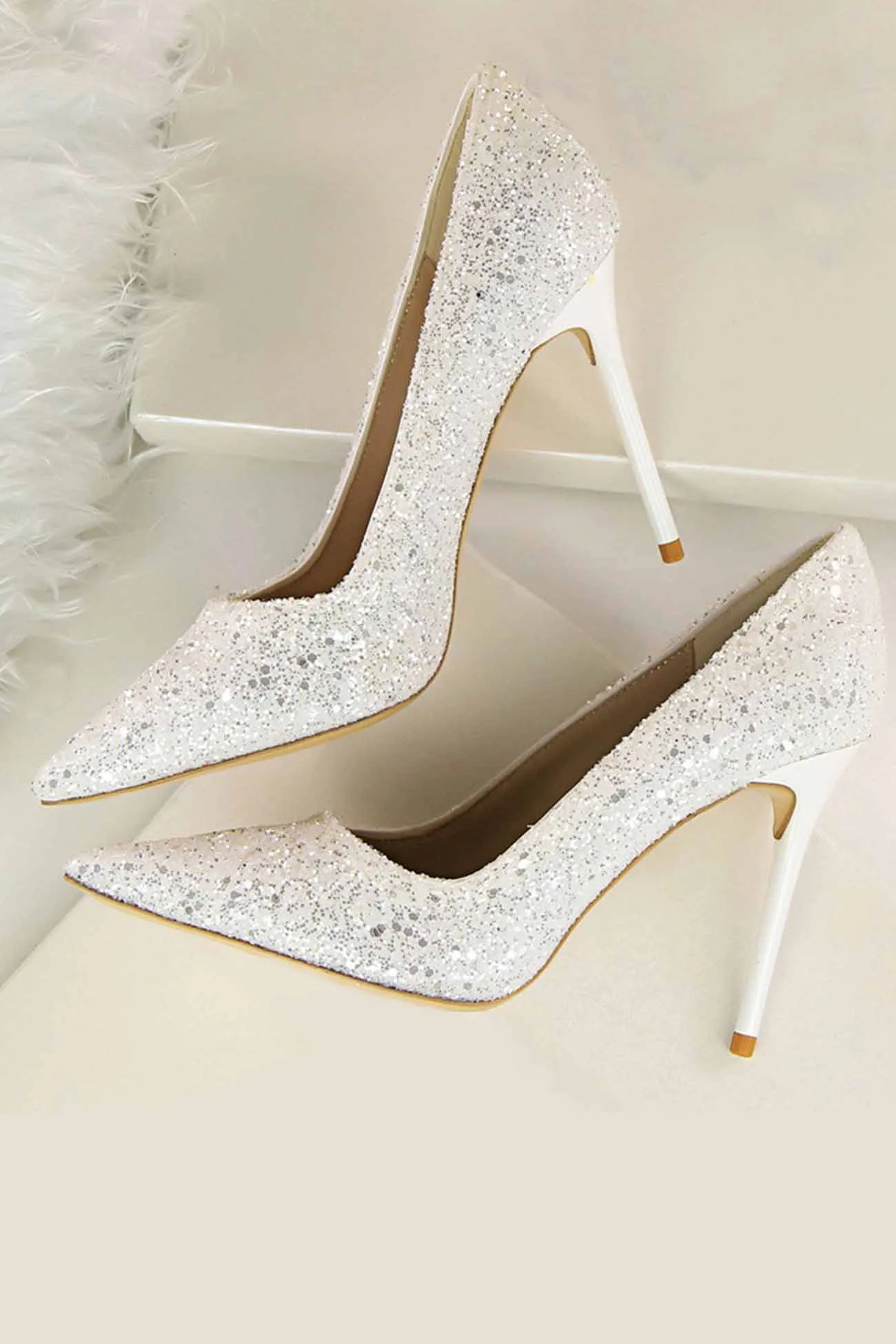 Amozae-Pointed Toe Sequined High Heels