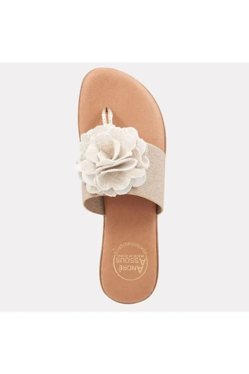 André Assous Nara Featherweights ™ Elastic Flip Flop Sandals | Beige/Platino