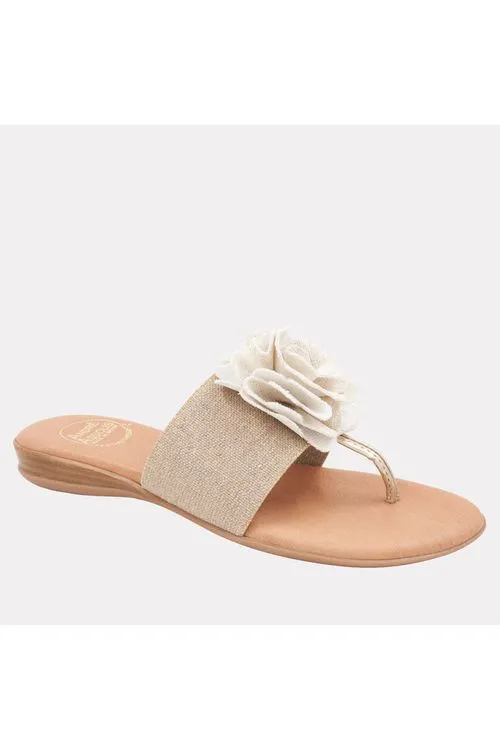 André Assous Nara Featherweights ™ Elastic Flip Flop Sandals | Beige/Platino