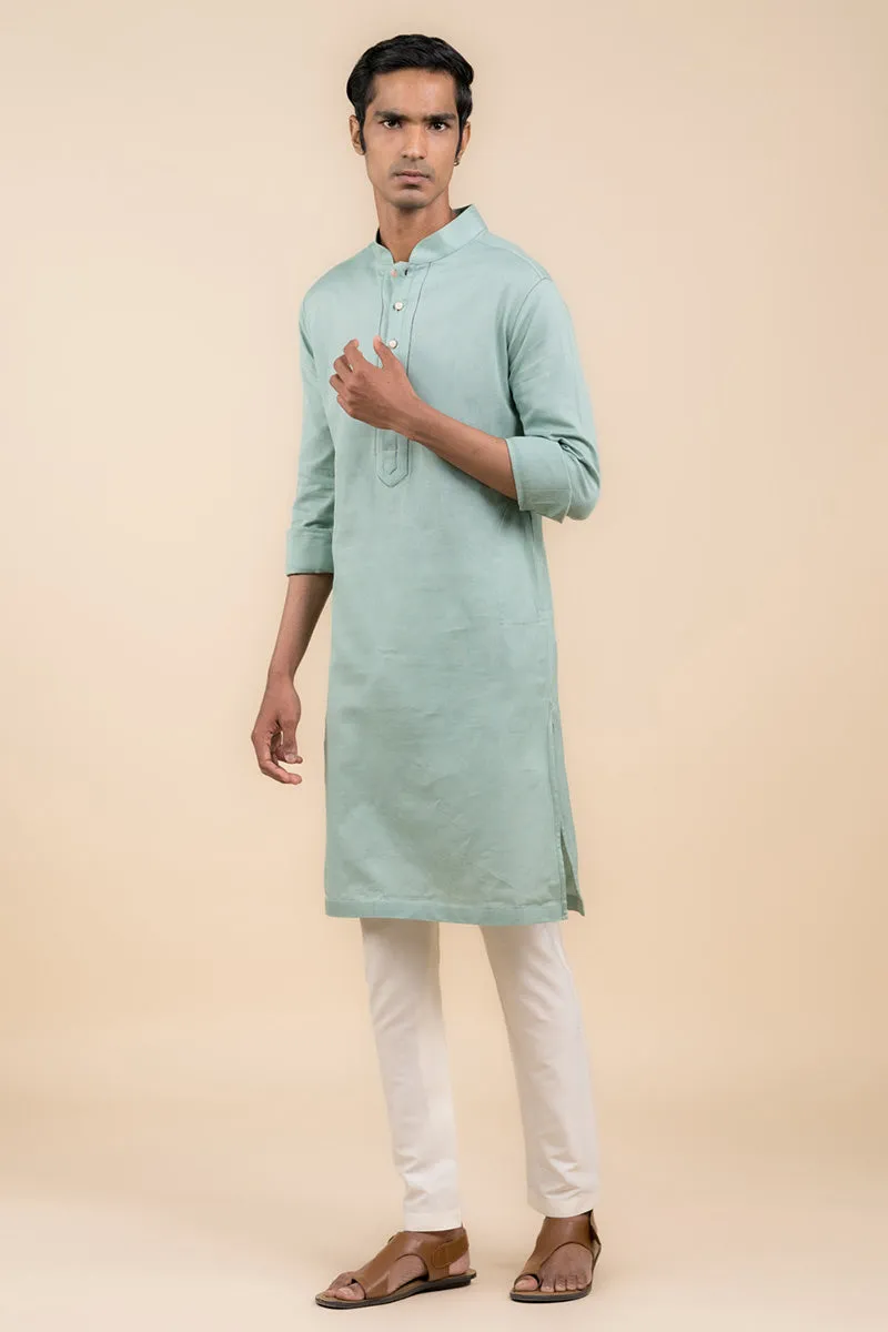 Aqua Kurta With Jaali Detailing