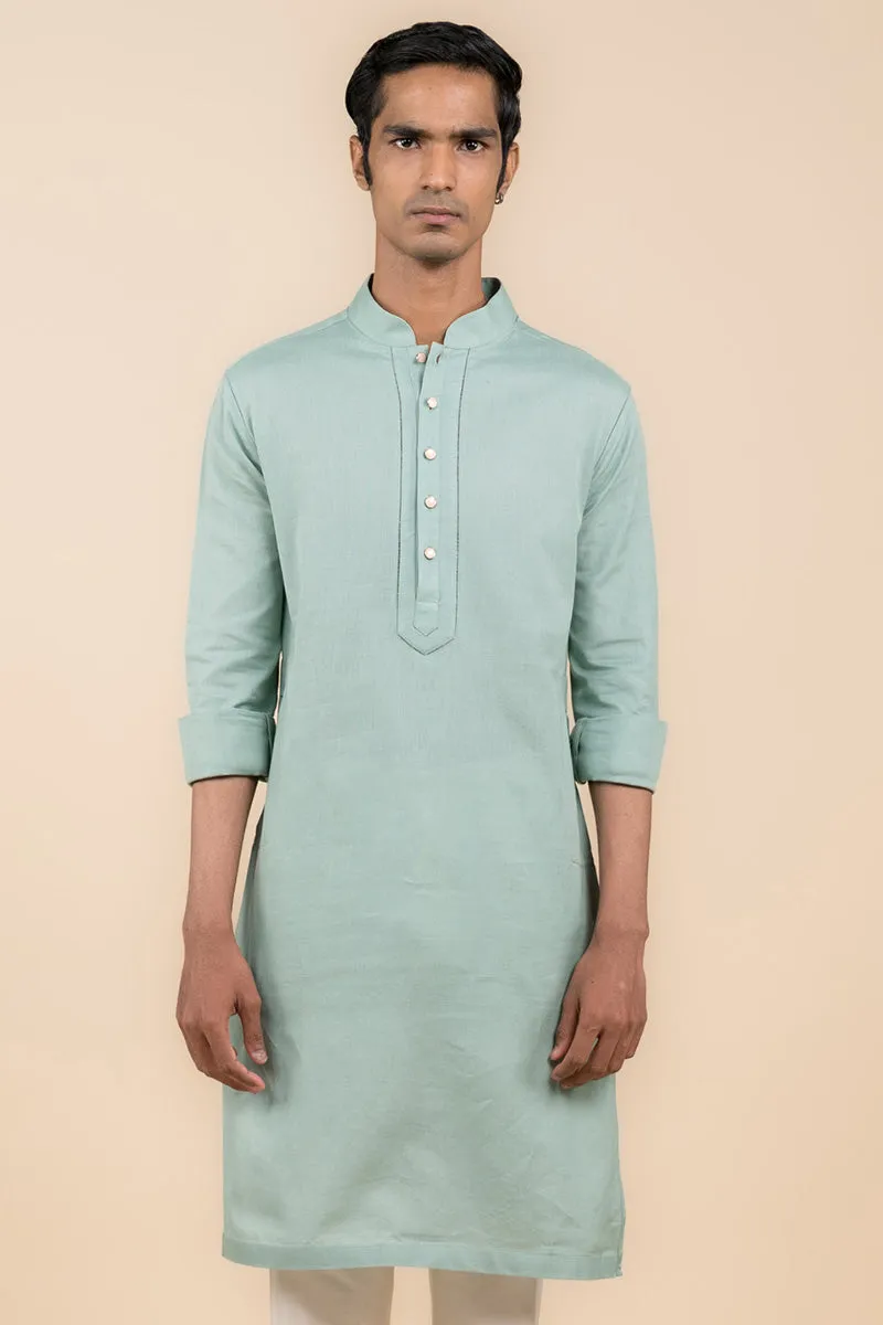 Aqua Kurta With Jaali Detailing