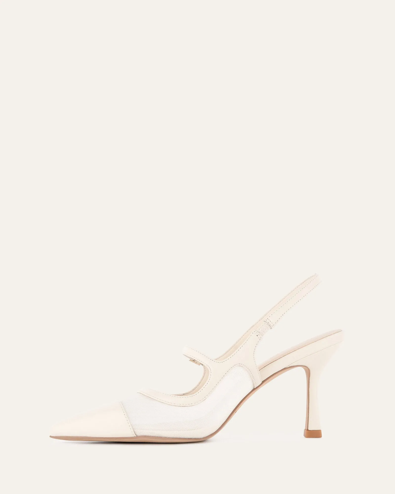 ASCOT HIGH HEELS OFF WHITE MESH