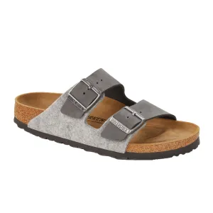 Birkenstock Arizona Slide Sandal (Women) - Light Gray Leather/Iron Wool