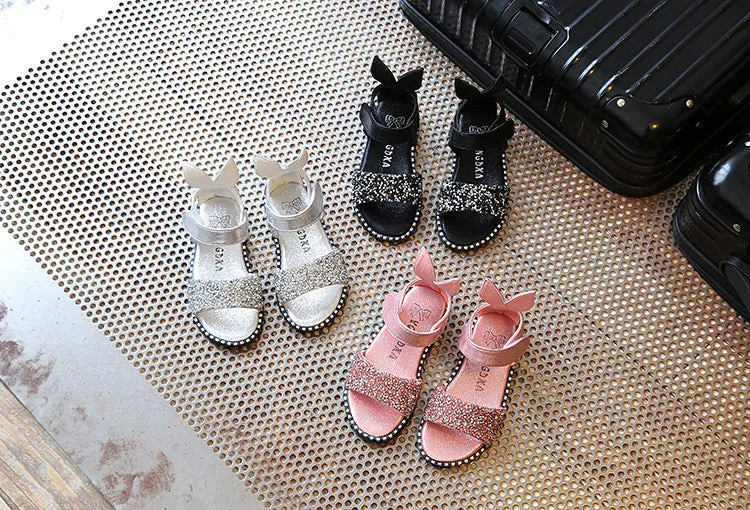 Bling Shiny Rhinestone Girls Sandals With Rabbit Ear