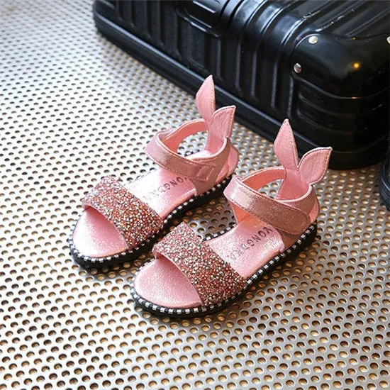 Bling Shiny Rhinestone Girls Sandals With Rabbit Ear