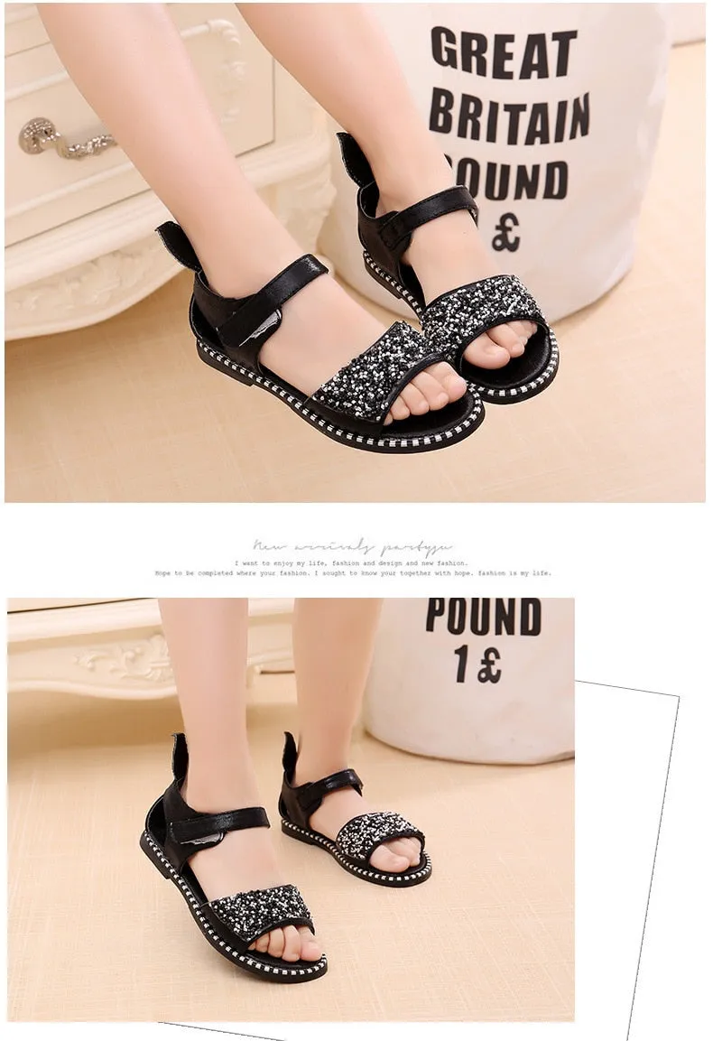 Bling Shiny Rhinestone Girls Sandals With Rabbit Ear