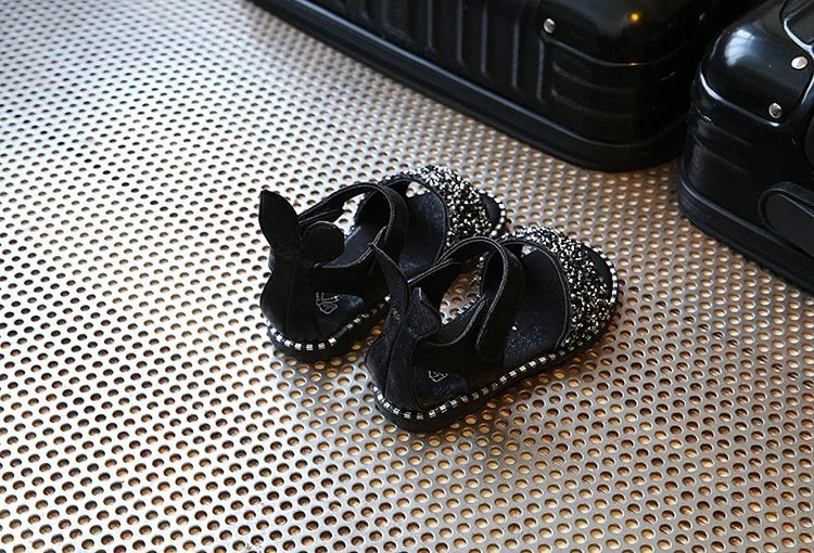 Bling Shiny Rhinestone Girls Sandals With Rabbit Ear