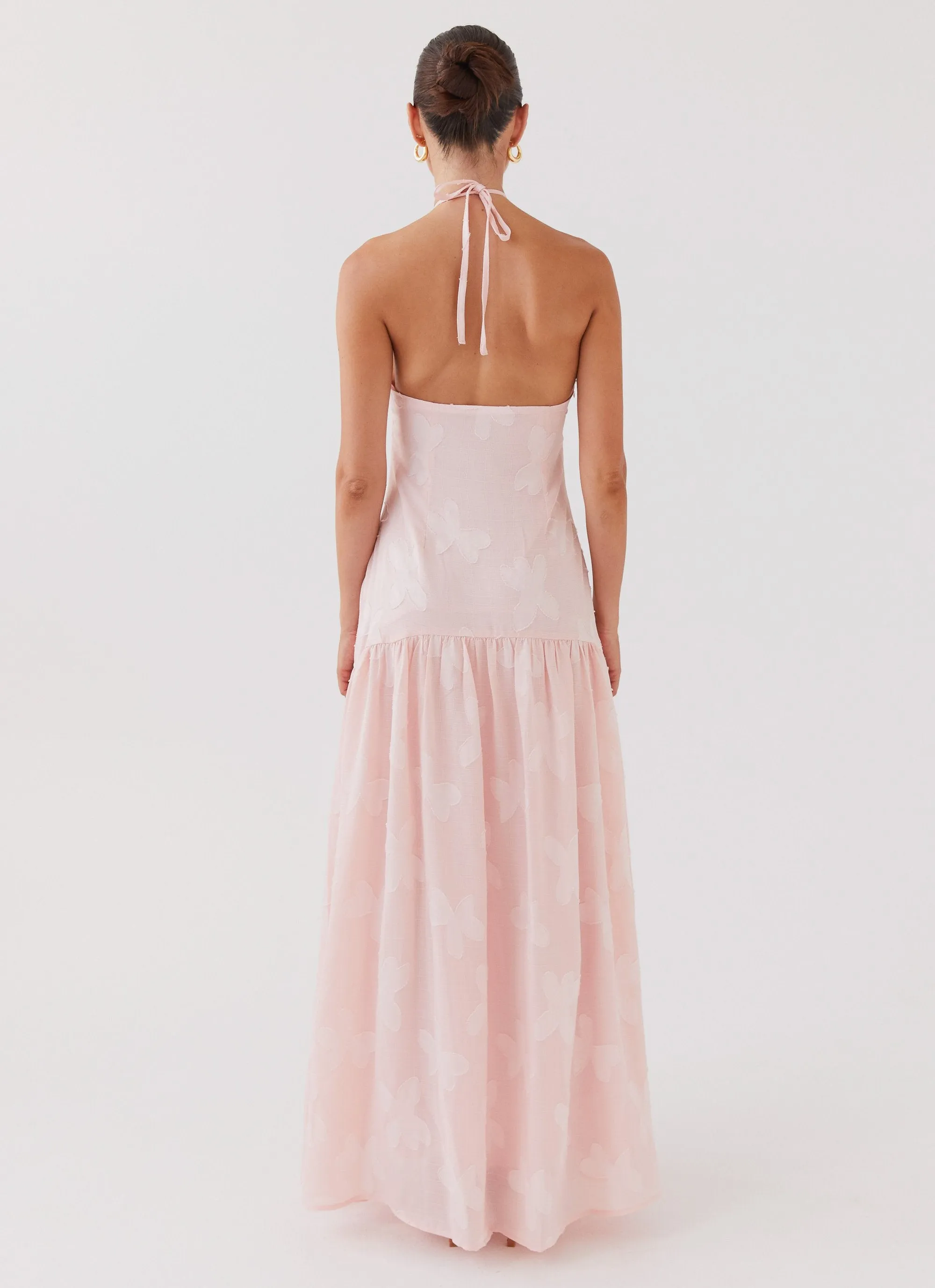 Blushed Cross Neckline Maxi Dress - Pink Petal