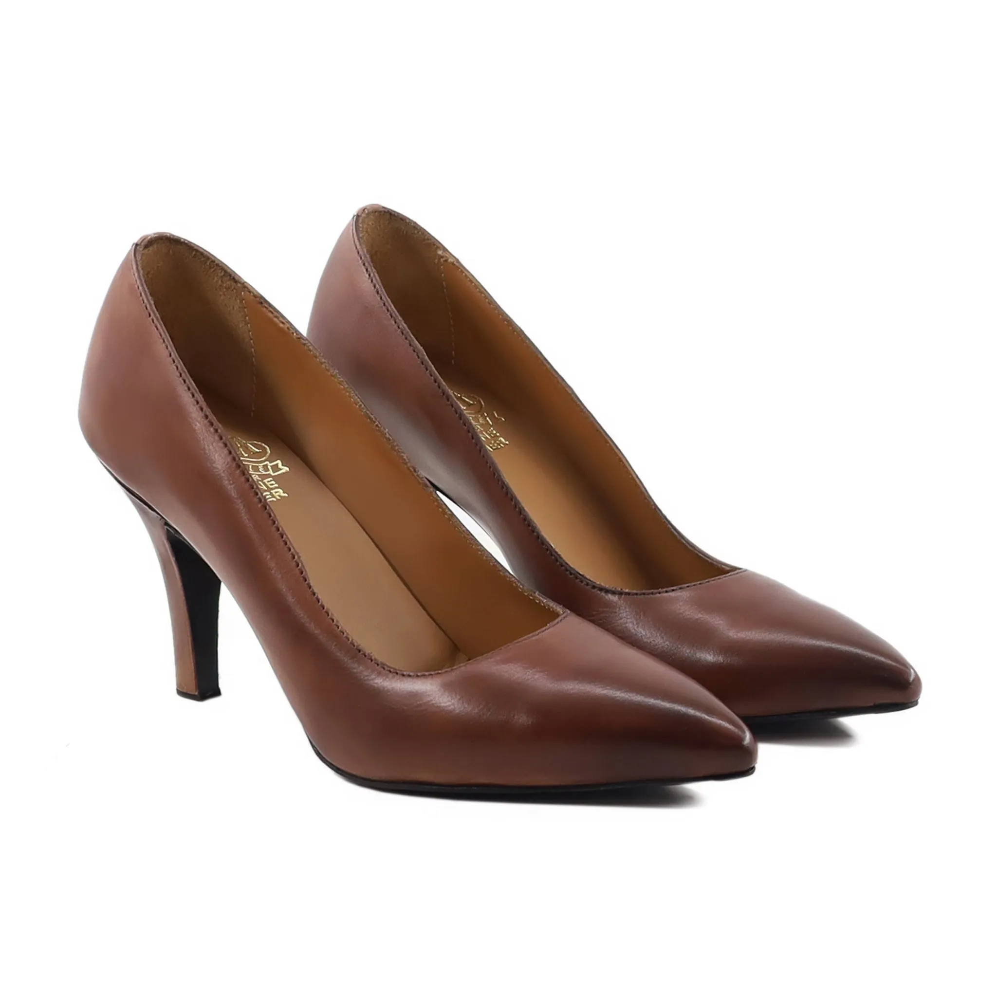 Carson - Ladies Brown Calf Leather Heels