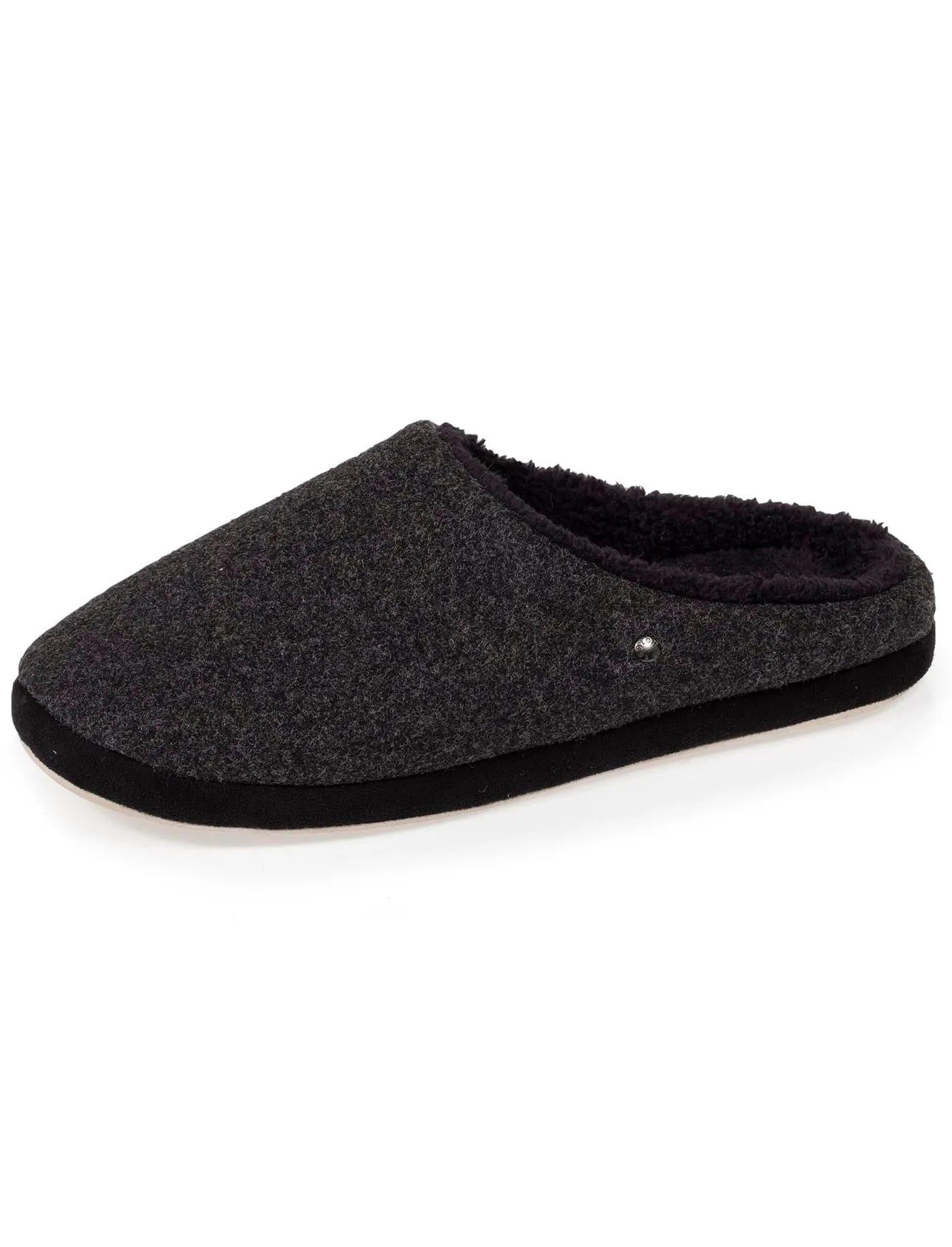 Chaussons mules flanelle Homme Noir chiné