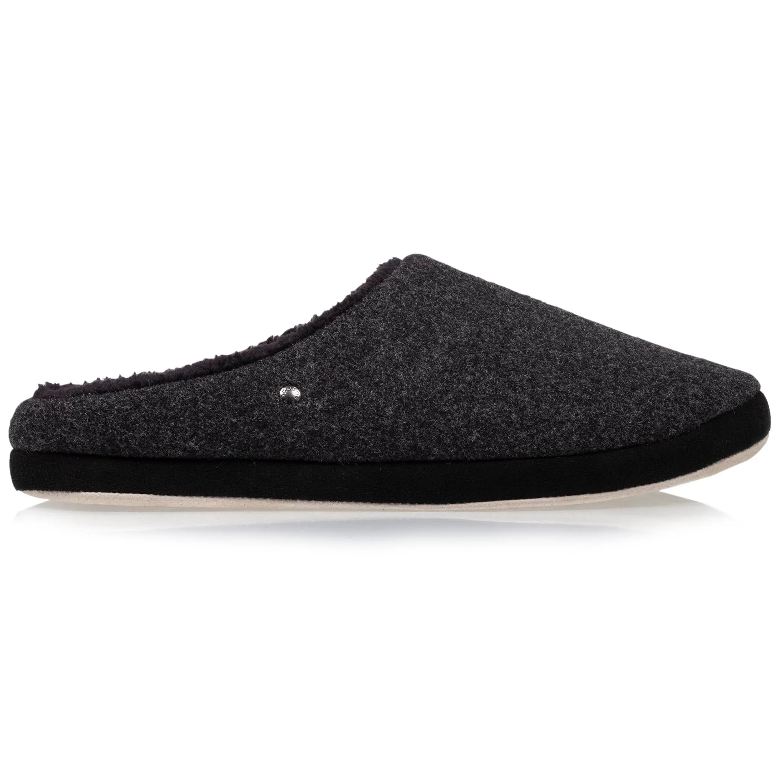 Chaussons mules flanelle Homme Noir chiné