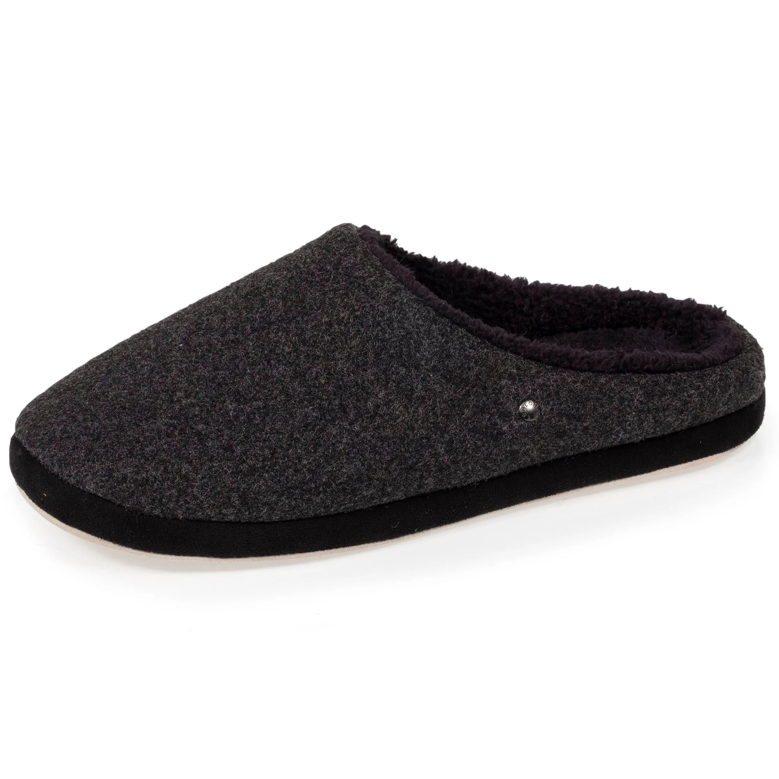 Chaussons mules flanelle Homme Noir chiné