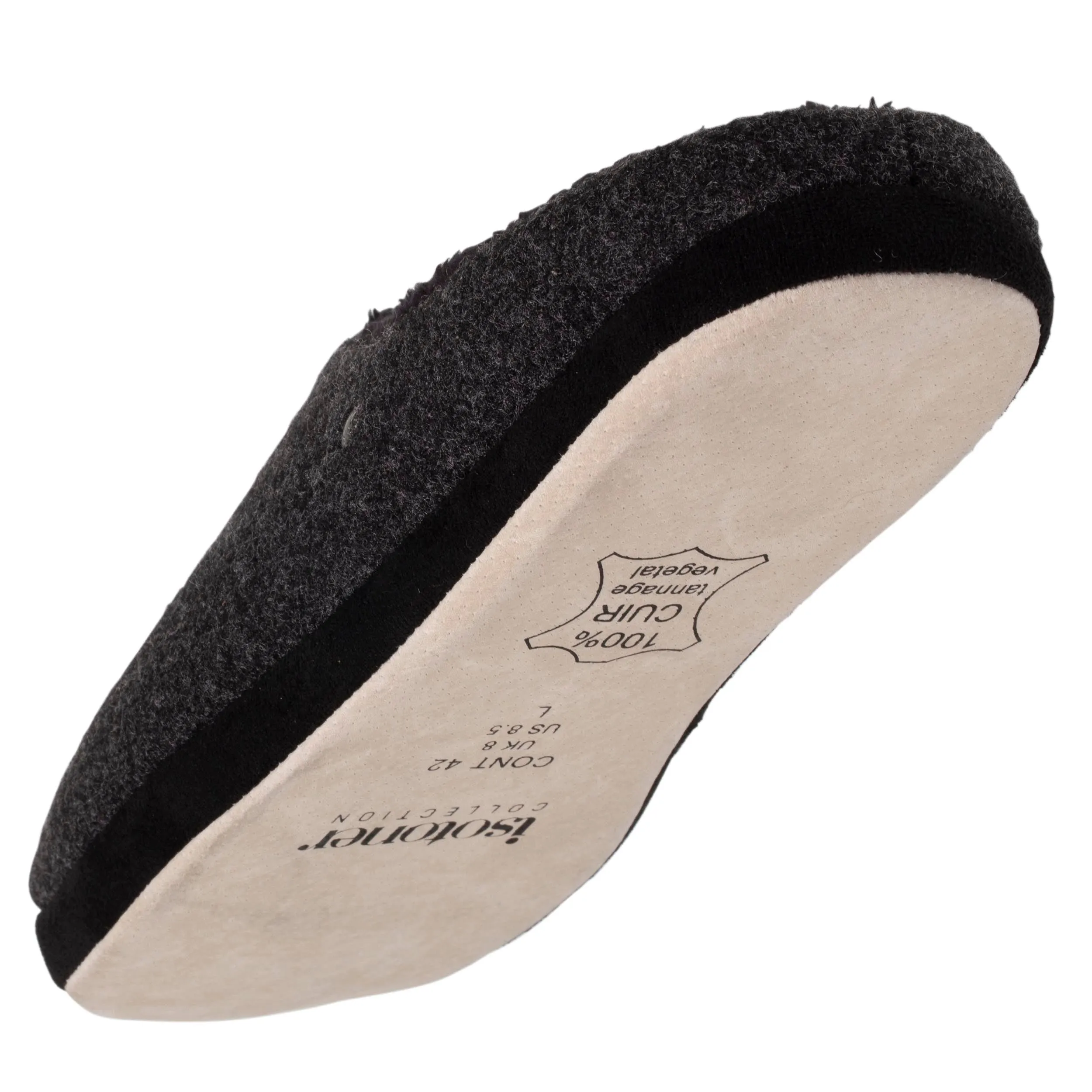 Chaussons mules flanelle Homme Noir chiné