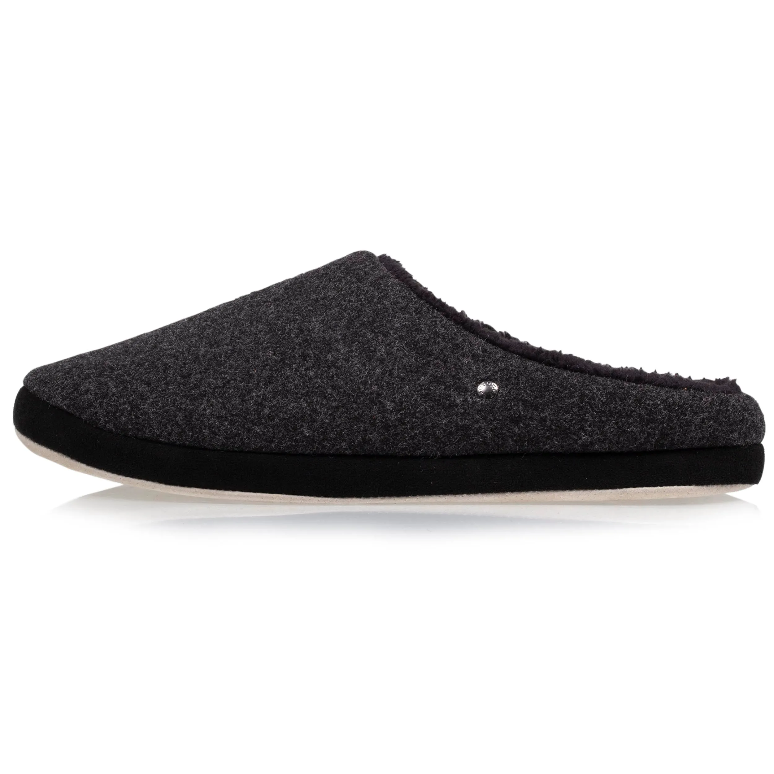 Chaussons mules flanelle Homme Noir chiné