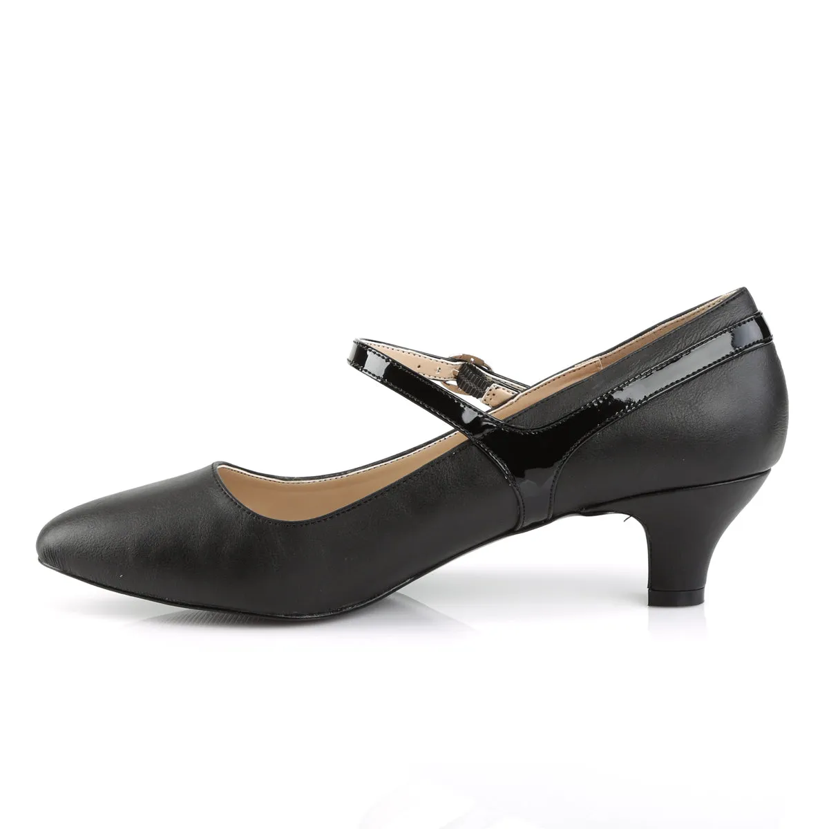 Comfortable Large Size Classic Kitten Heels Black PU