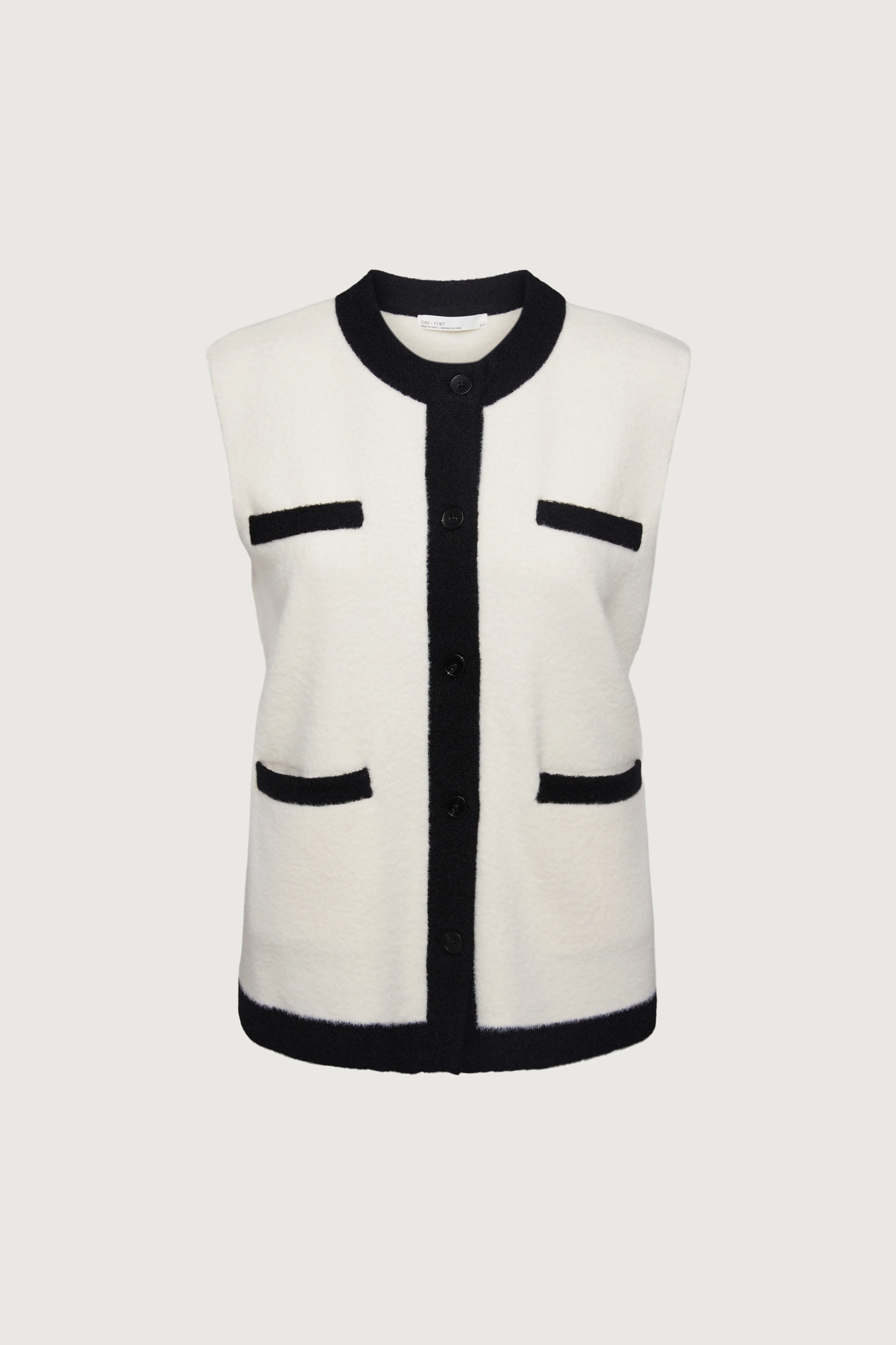 CONTRAST TRIM VEST CARDIGAN