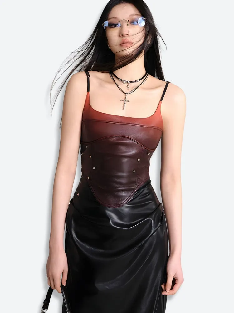 Cyberpunk Faux Leather Midi Dress