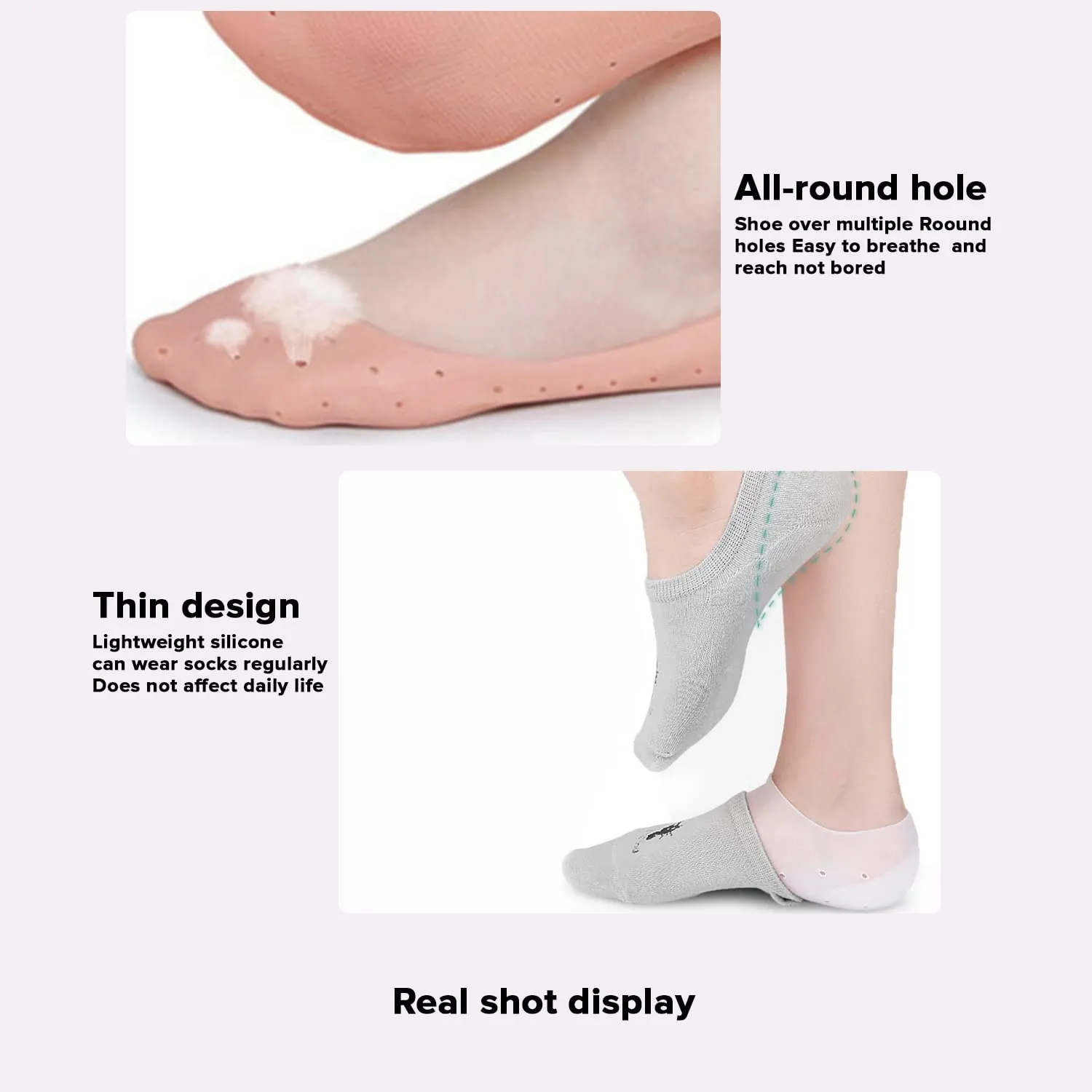 Dr Foot Silicone Moisturizing Heel Socks | For Dry, Cracked Heels, Rough Skin, Dead Skin, Calluses Remover | For Both Men & Women | Full Length, Small Size – 1 Pair (Pack of 5)