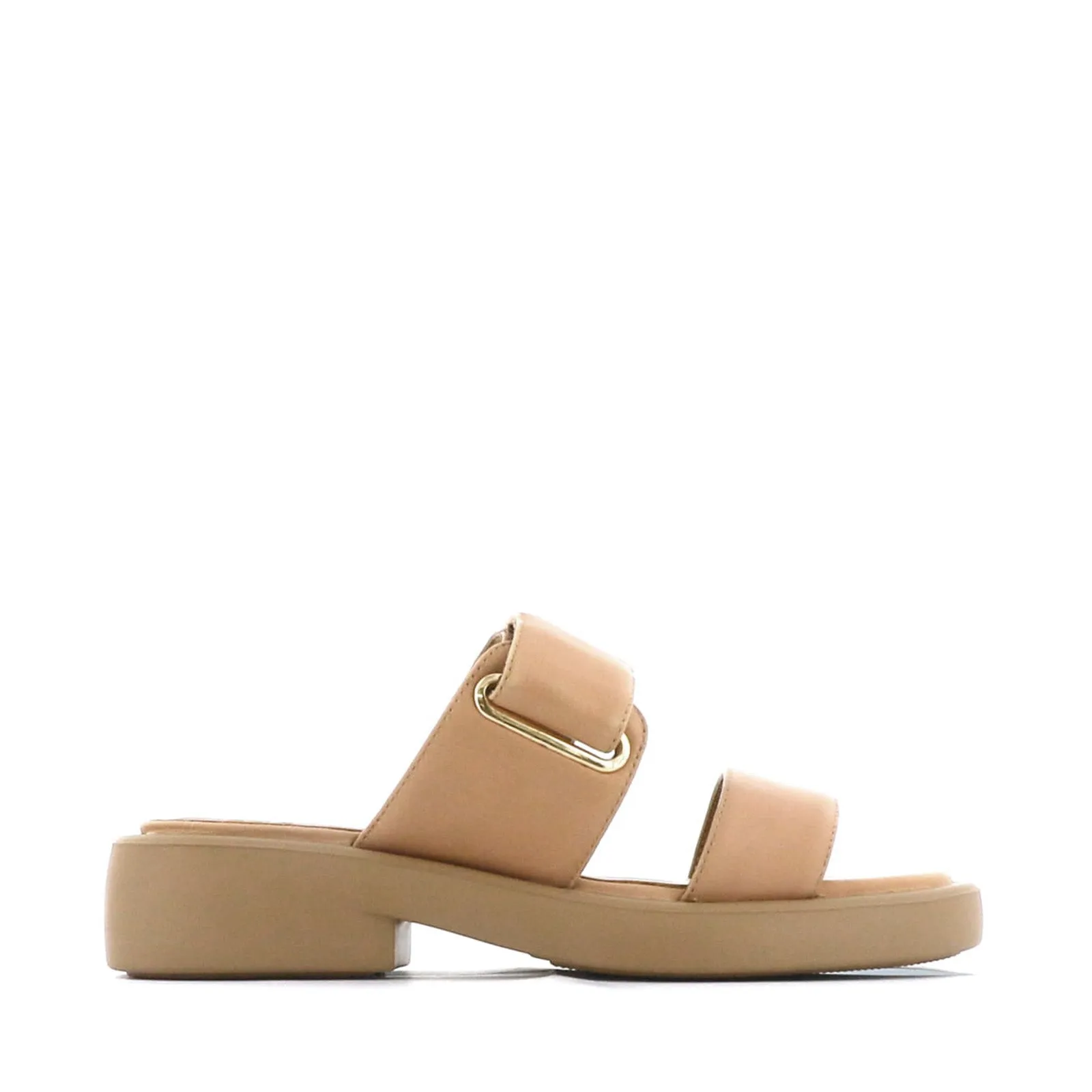 ELENI LEATHER HEEL SLIDE SANDALS