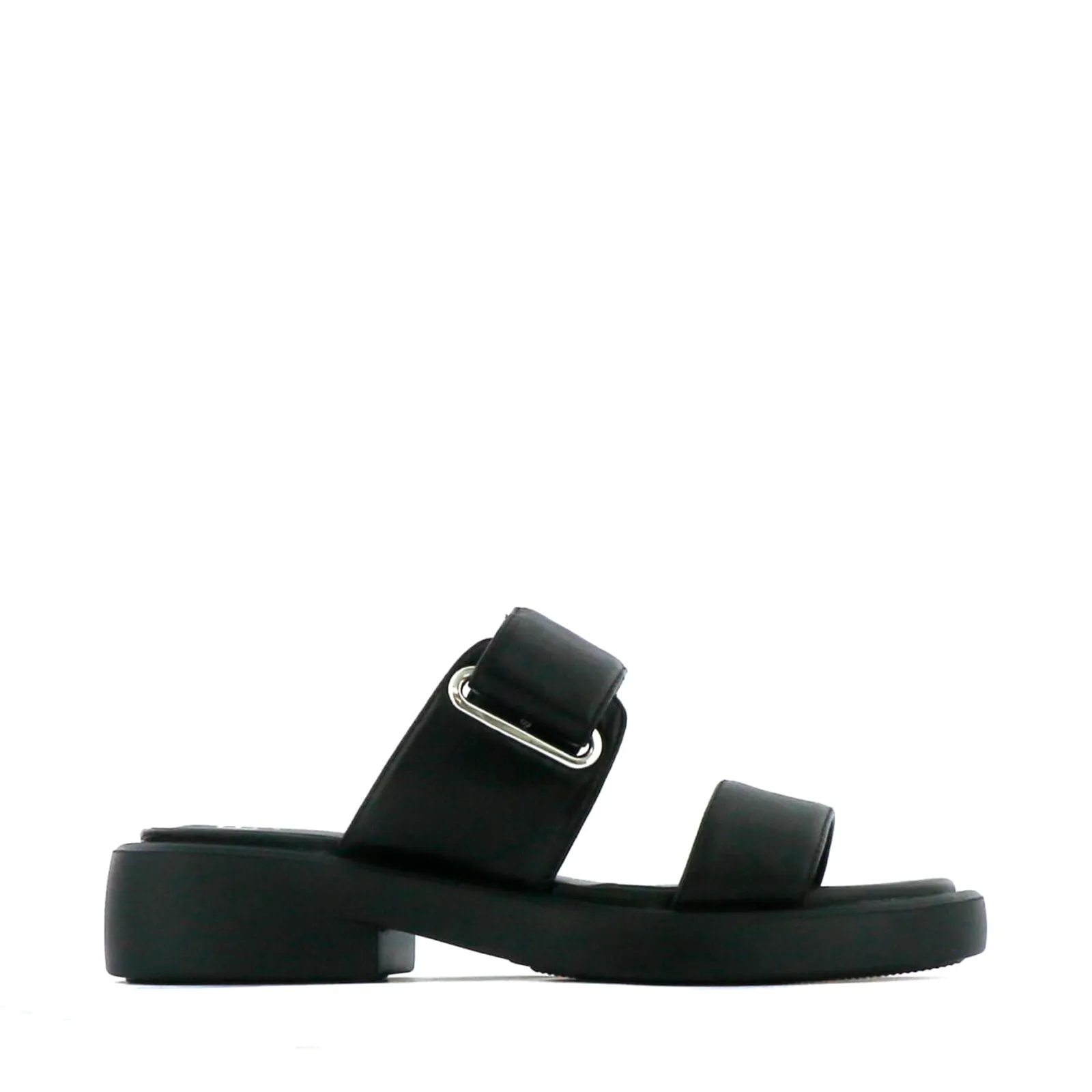 ELENI LEATHER HEEL SLIDE SANDALS