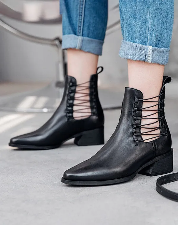 Fashion Leather Thick-Heeled Chelsea Boots