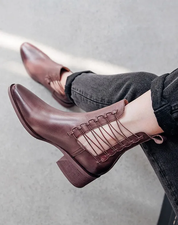 Fashion Leather Thick-Heeled Chelsea Boots