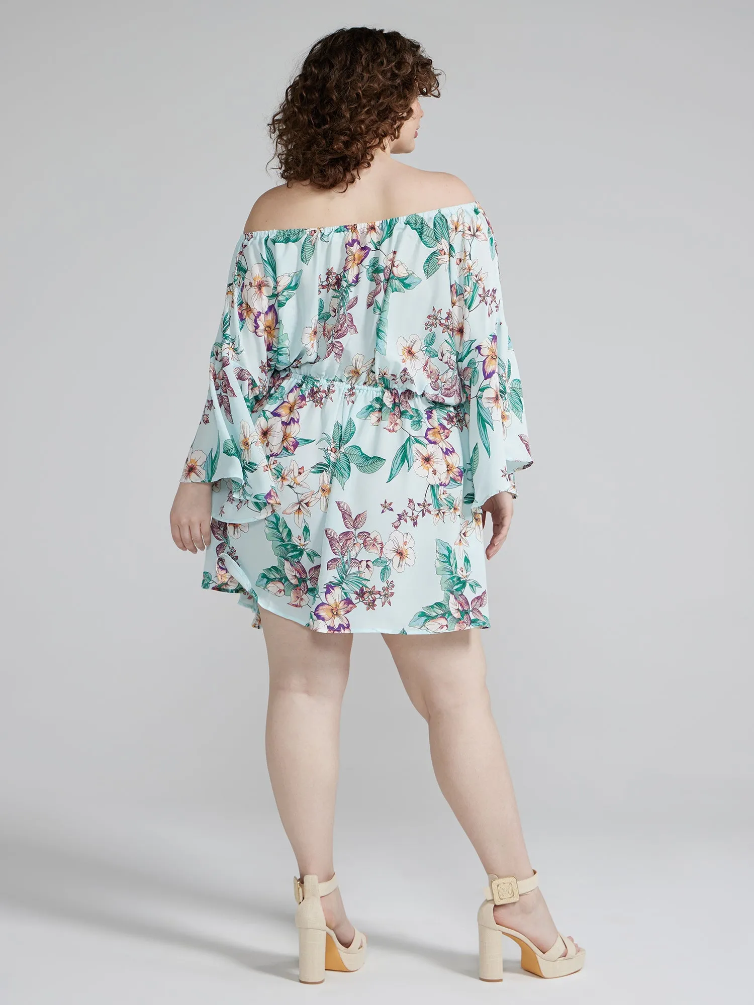 Fashion To Figure - Off The Shoulder Floral Print Romper