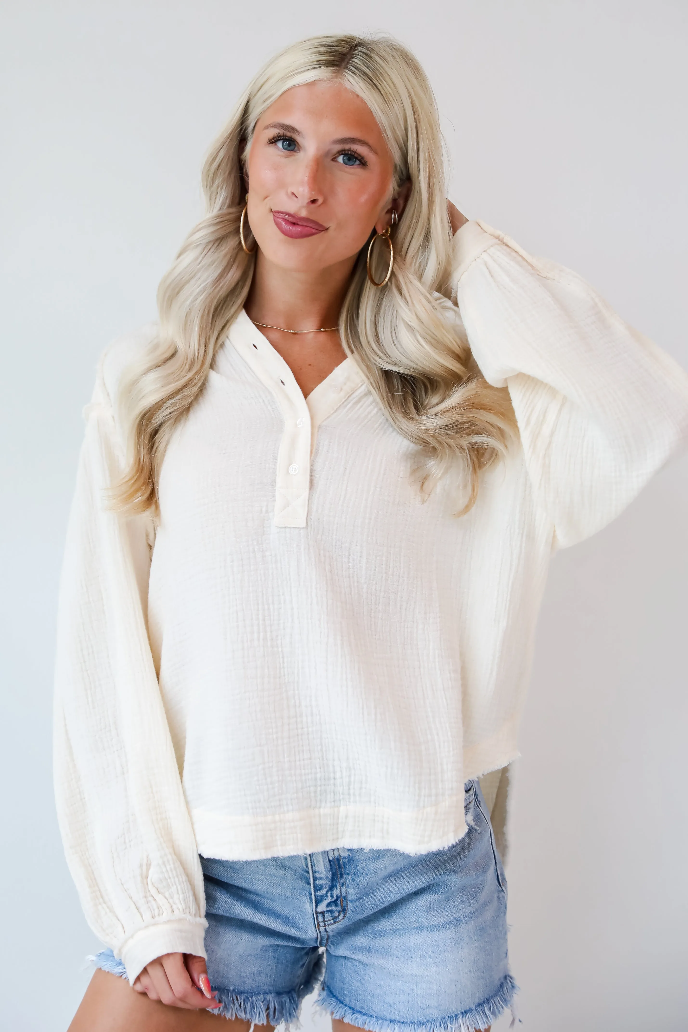 FINAL SALE - Seeking Oasis Linen Blouse