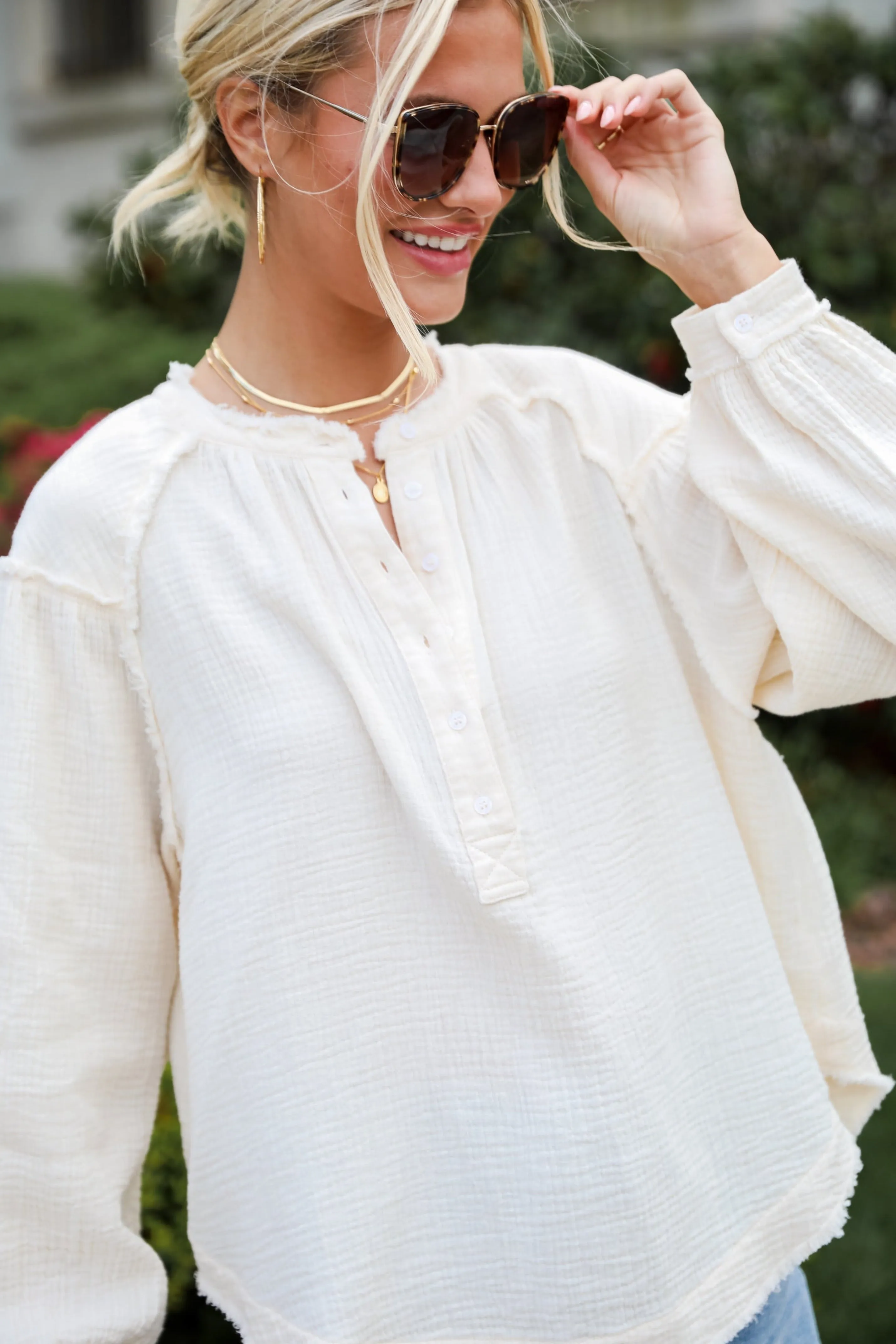 FINAL SALE - Seeking Oasis Linen Blouse