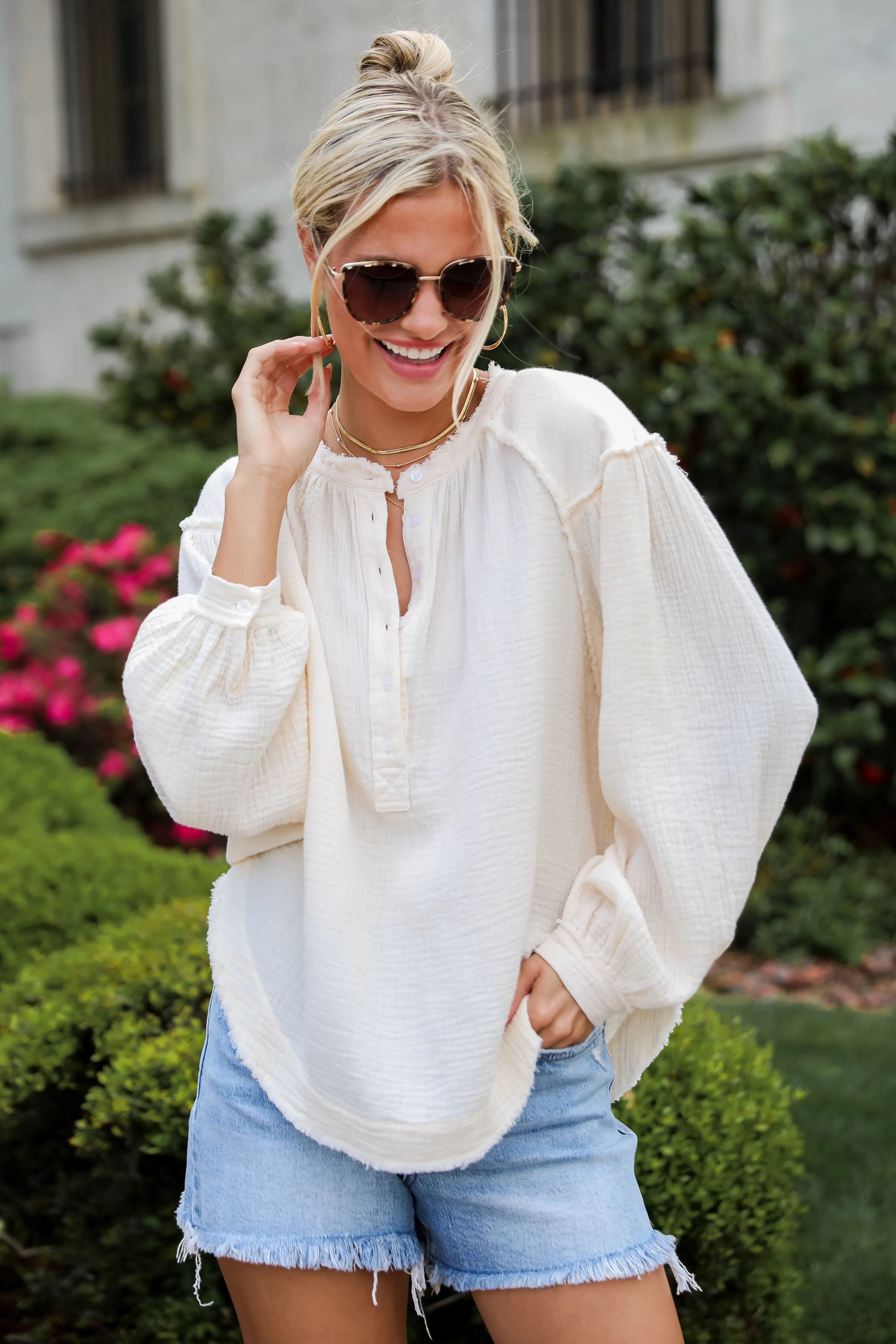 FINAL SALE - Seeking Oasis Linen Blouse