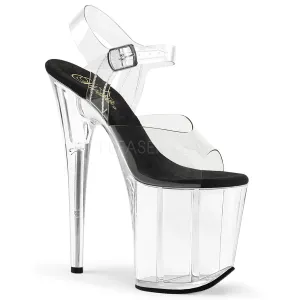 Flamingo-808 Black/Clear, 8" Heels (Speed Heels)