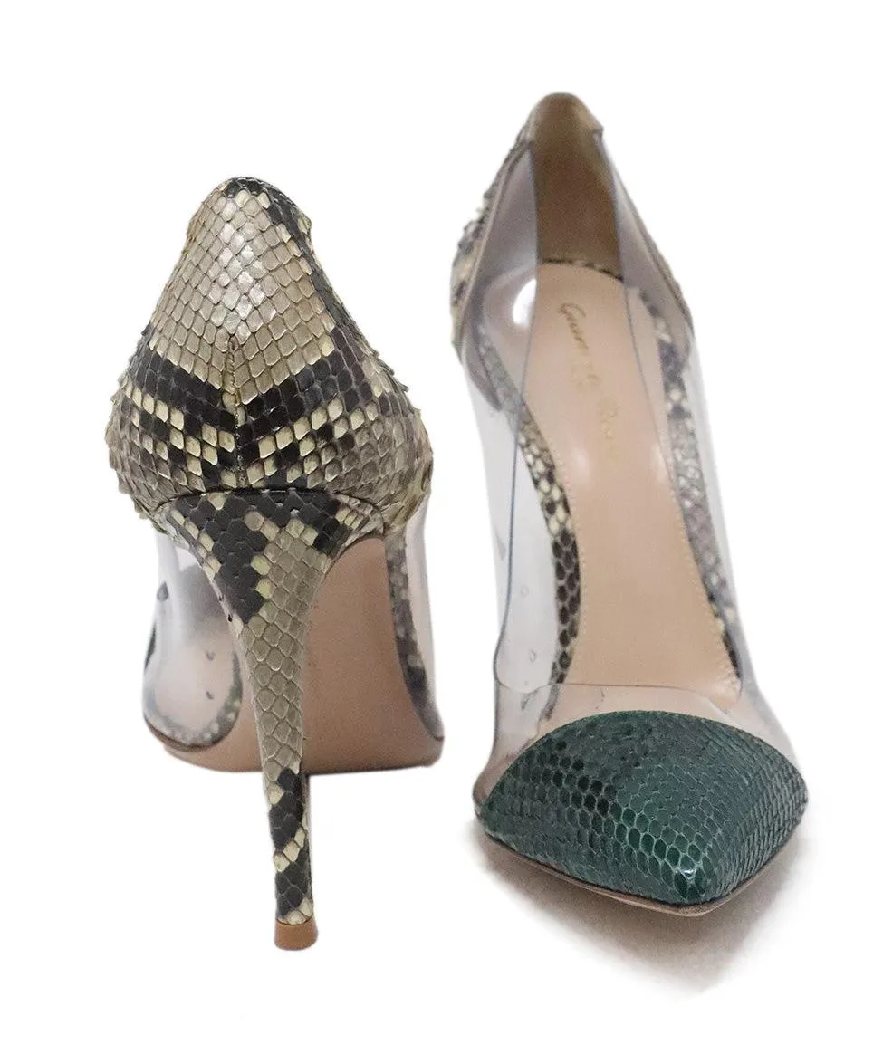 Gianvito Rossi Snakeskin Clear Heels sz 8.5