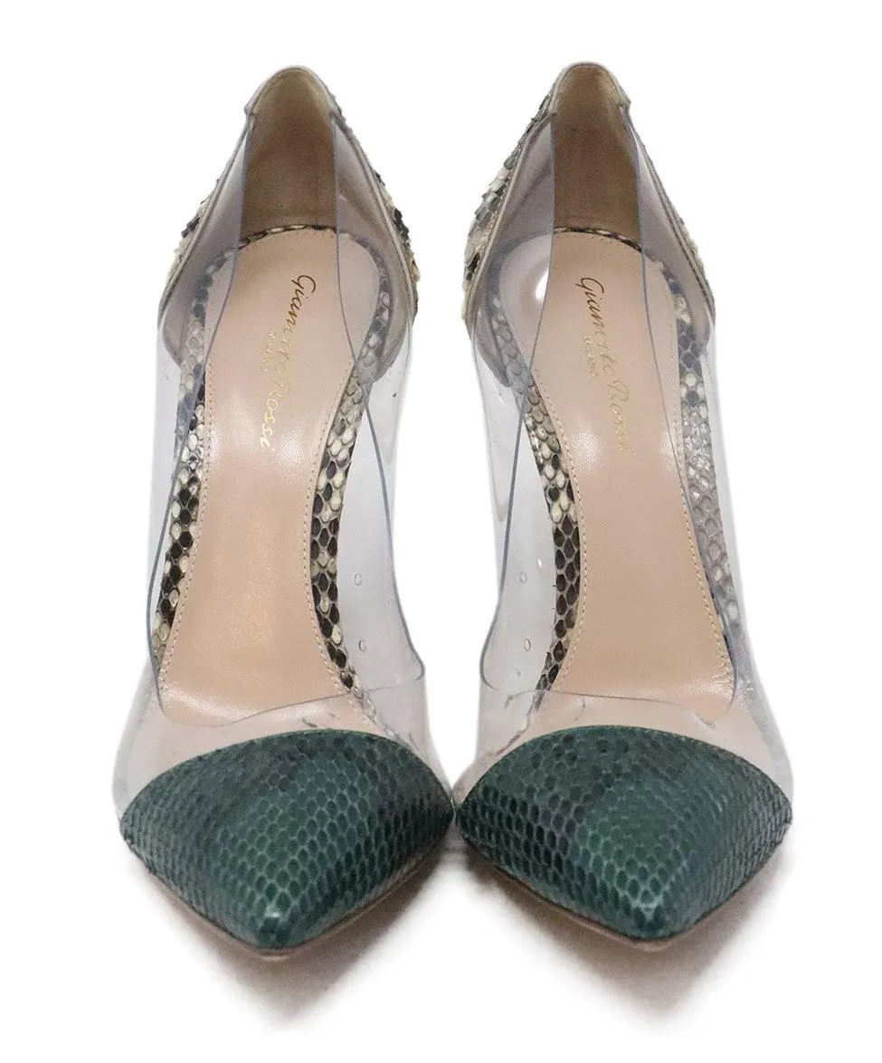 Gianvito Rossi Snakeskin Clear Heels sz 8.5