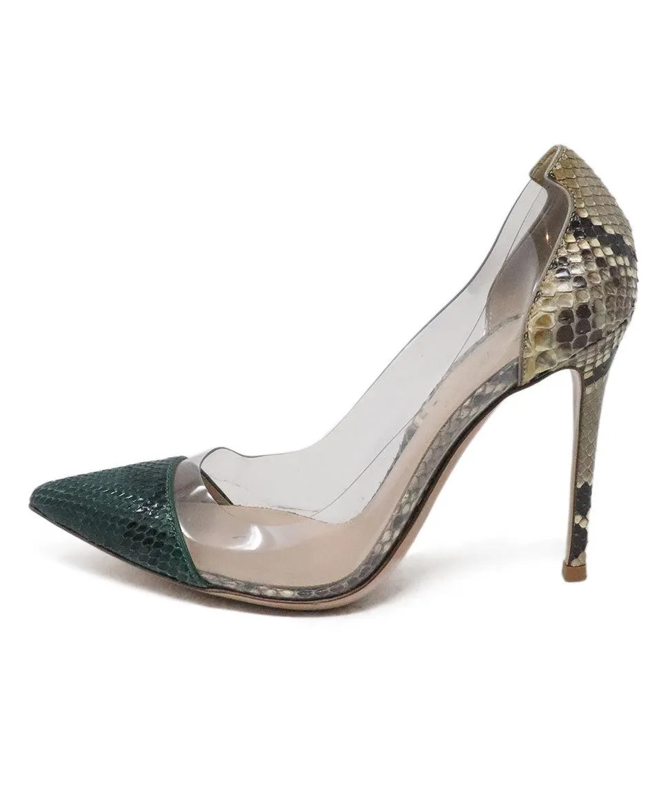 Gianvito Rossi Snakeskin Clear Heels sz 8.5