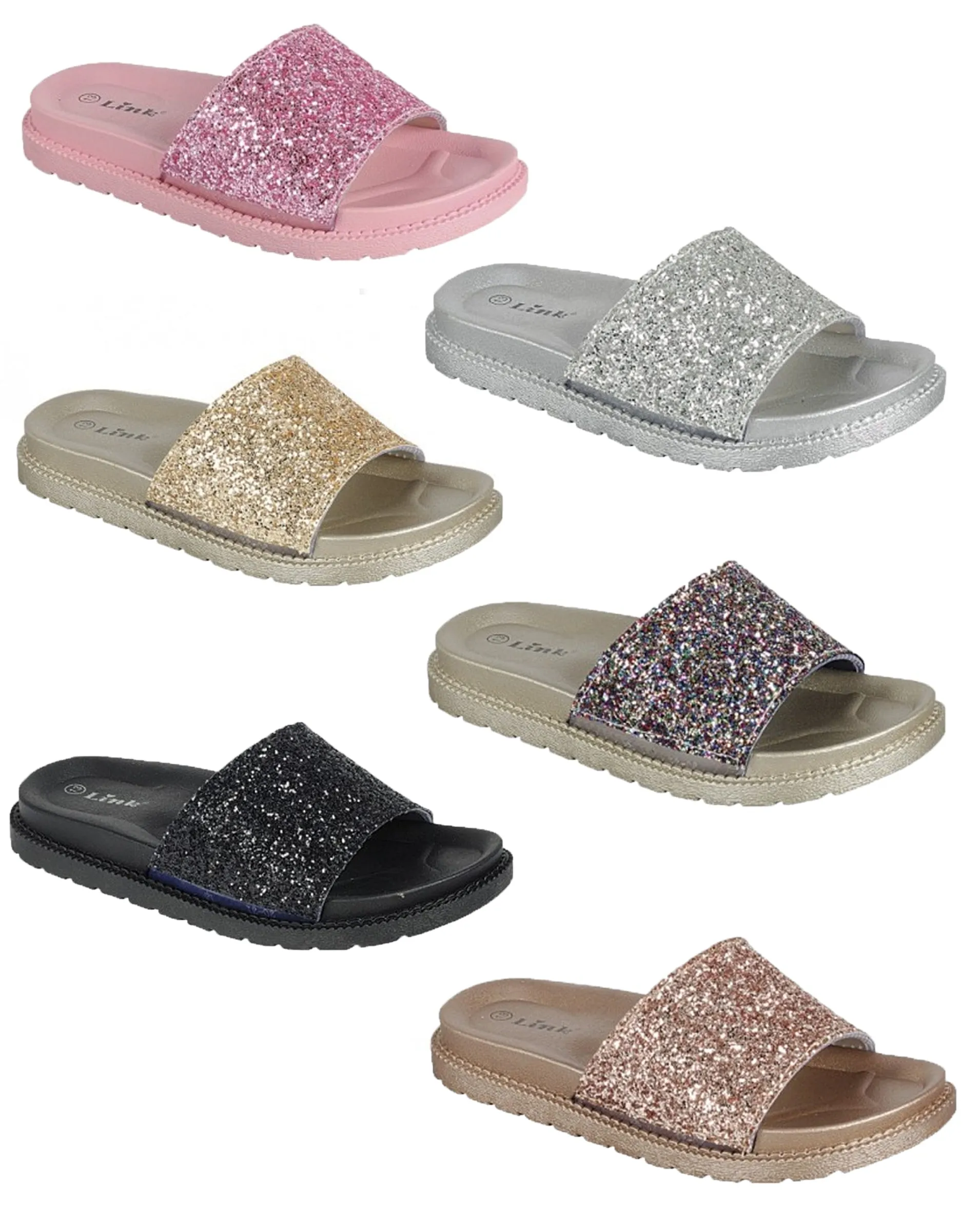 Glitter Slide Sandals - Women