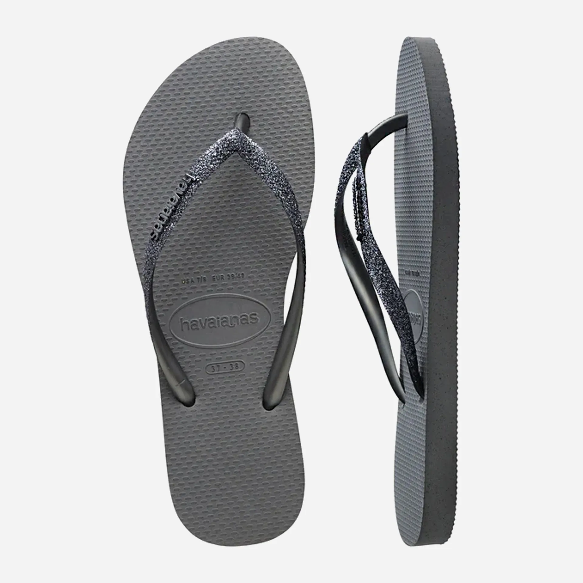 Havaianas Slim Glitter II Flip Flops - Grey/Graphite