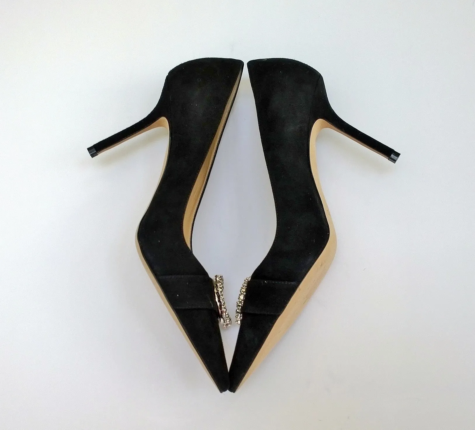 Jimmy Choo Saresa 85 Black Suede Rhinestone Heels Melva