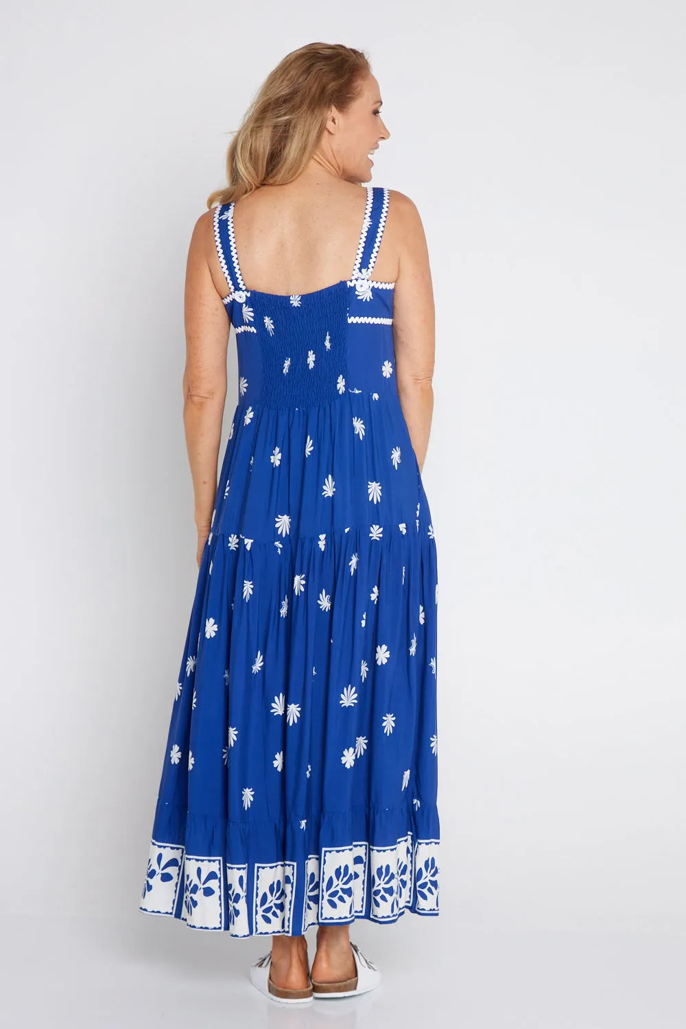 Lennon Strap Dress - Royal Blue Daisy