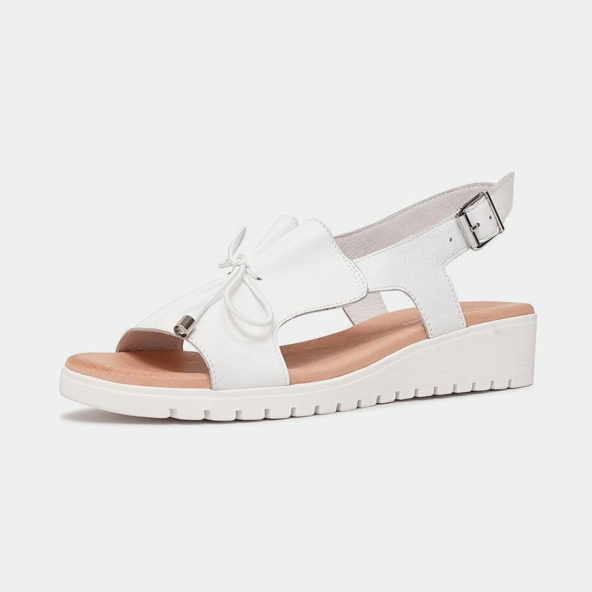 Malika White Leather Sandals