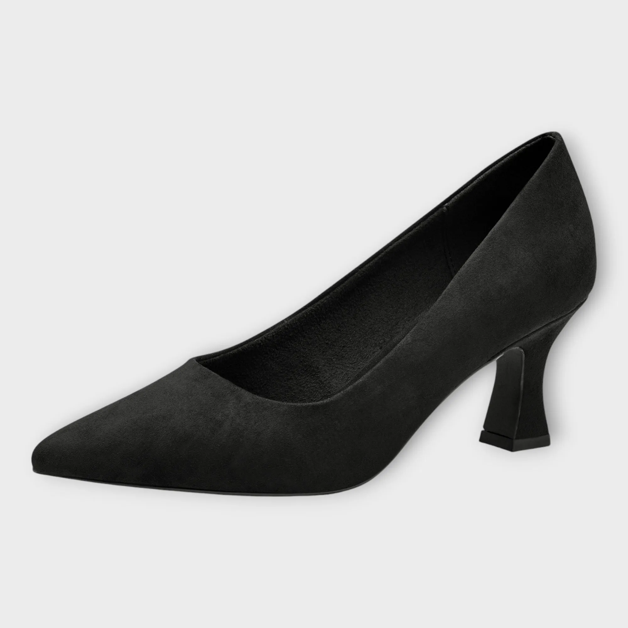 Marco Tozzi Black Faux Suede Kitten Heels with Pointed Toe - Stylish & Comfortable