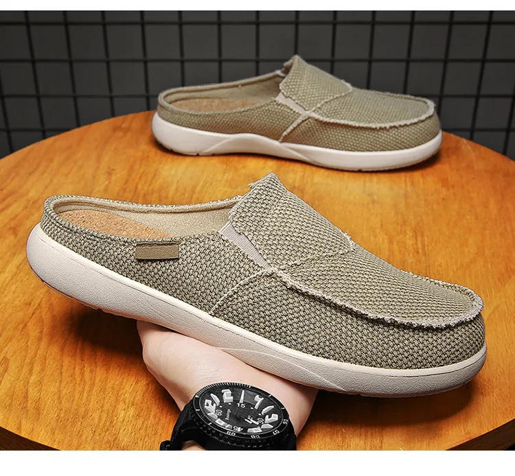 Men's Canvas Casual Half Slippers Lightweight Comfortable Loafer   Fashion slippers