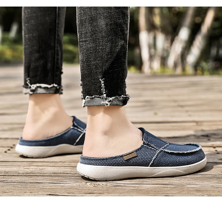 Men's Canvas Casual Half Slippers Lightweight Comfortable Loafer   Fashion slippers