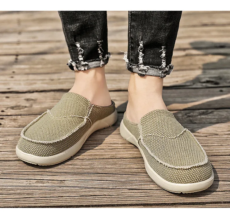 Men's Canvas Casual Half Slippers Lightweight Comfortable Loafer   Fashion slippers