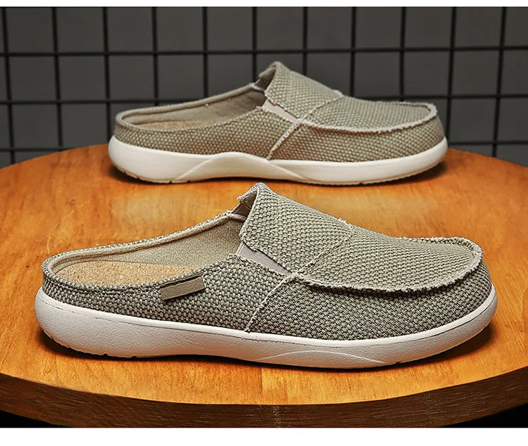 Men's Canvas Casual Half Slippers Lightweight Comfortable Loafer   Fashion slippers