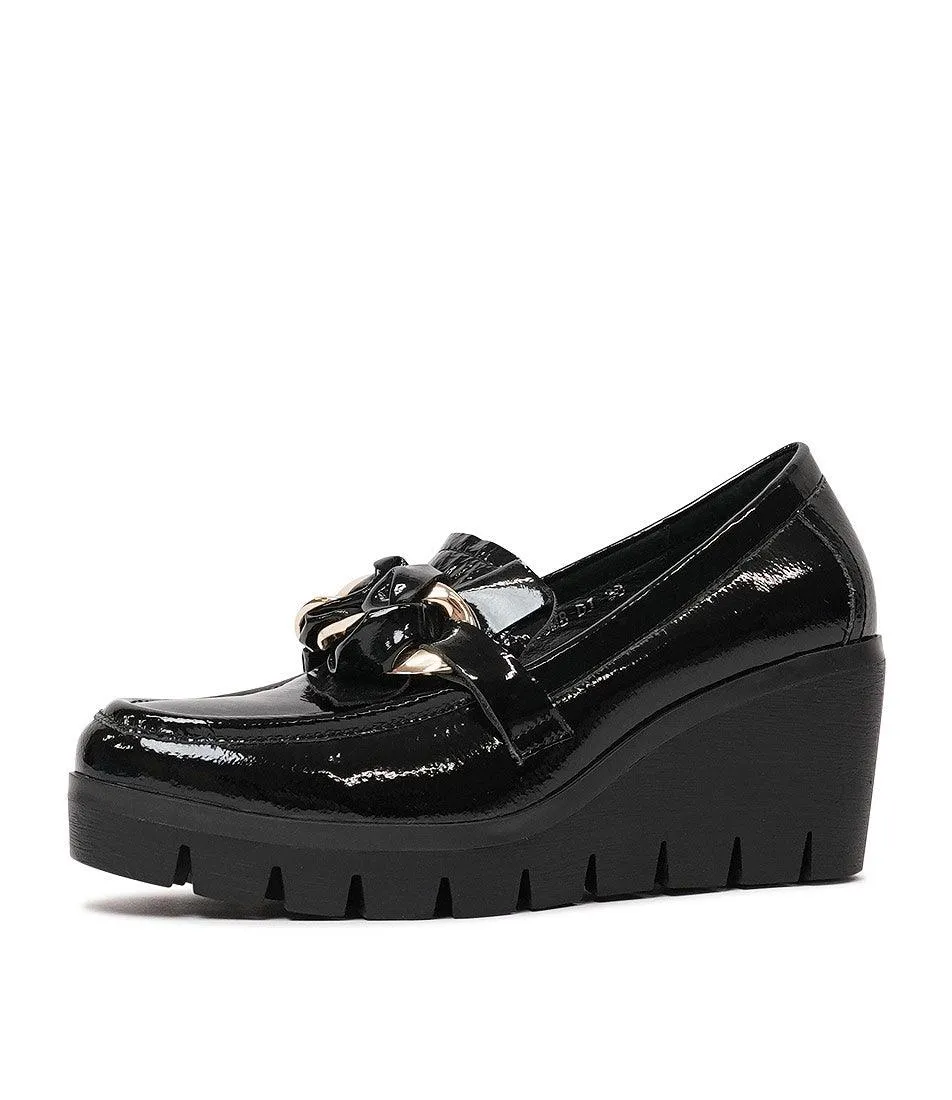 Newcomb Black Patent Leather Wedges