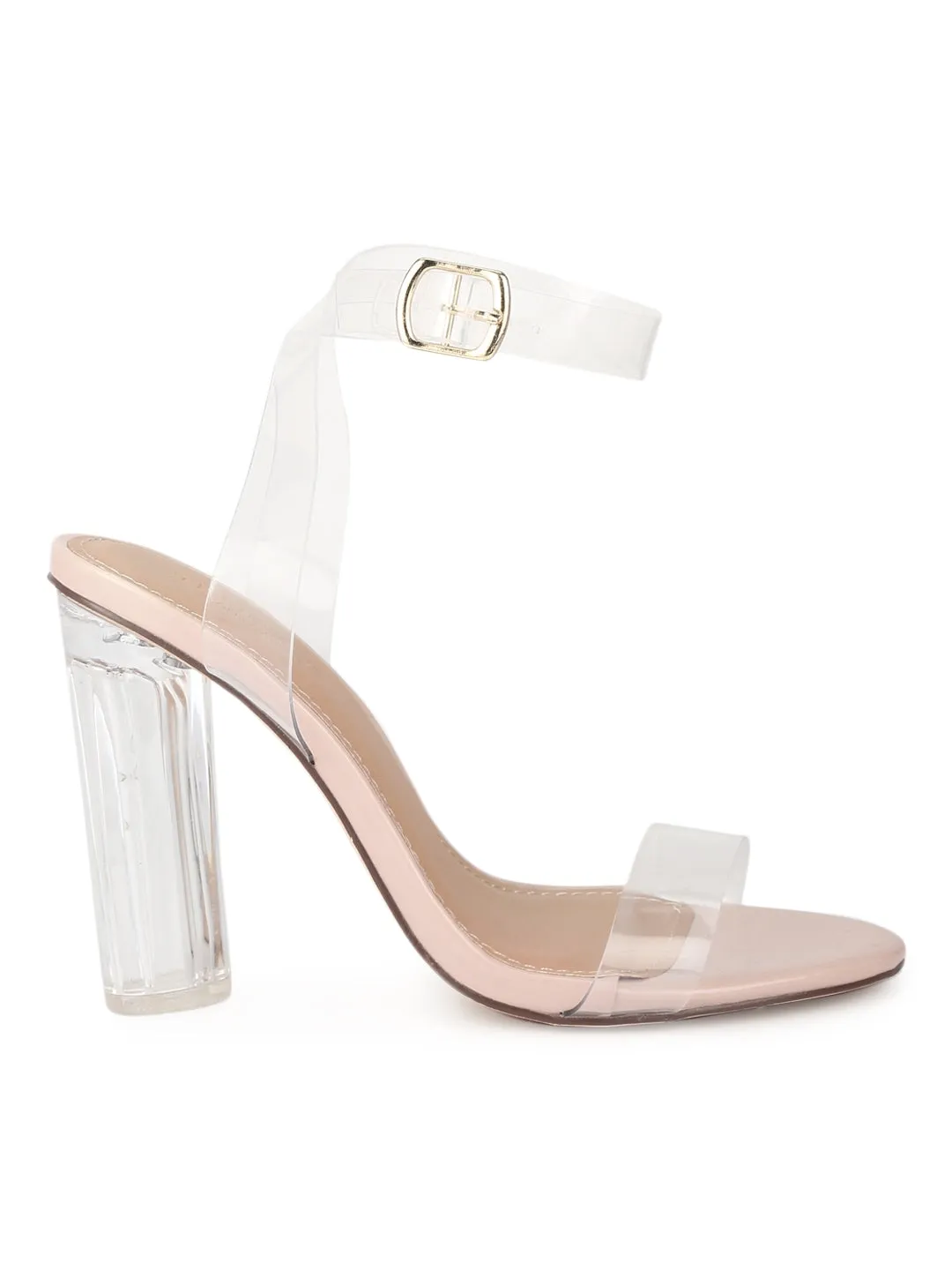 Nude Patent PU Clear Block Heels