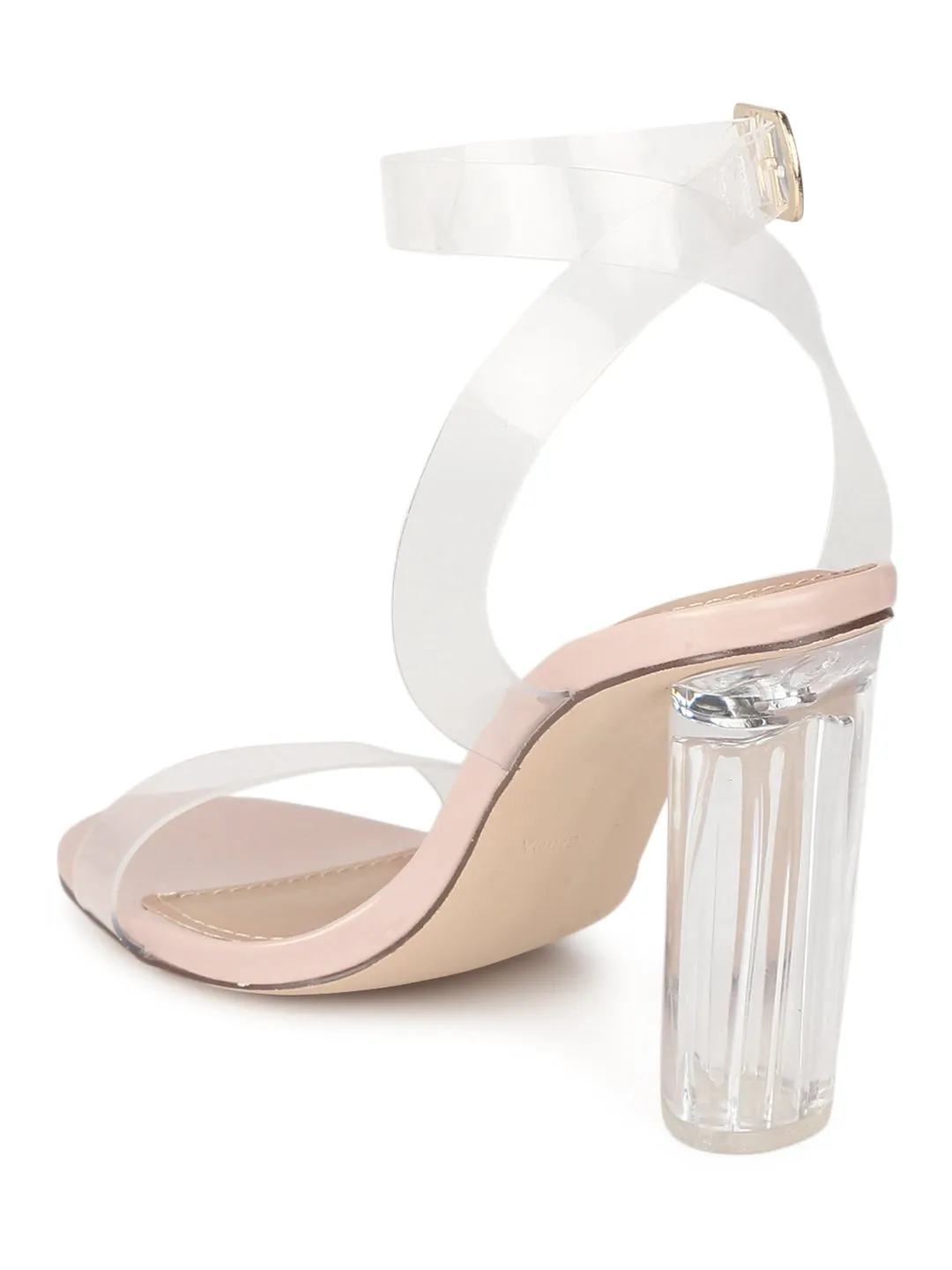 Nude Patent PU Clear Block Heels