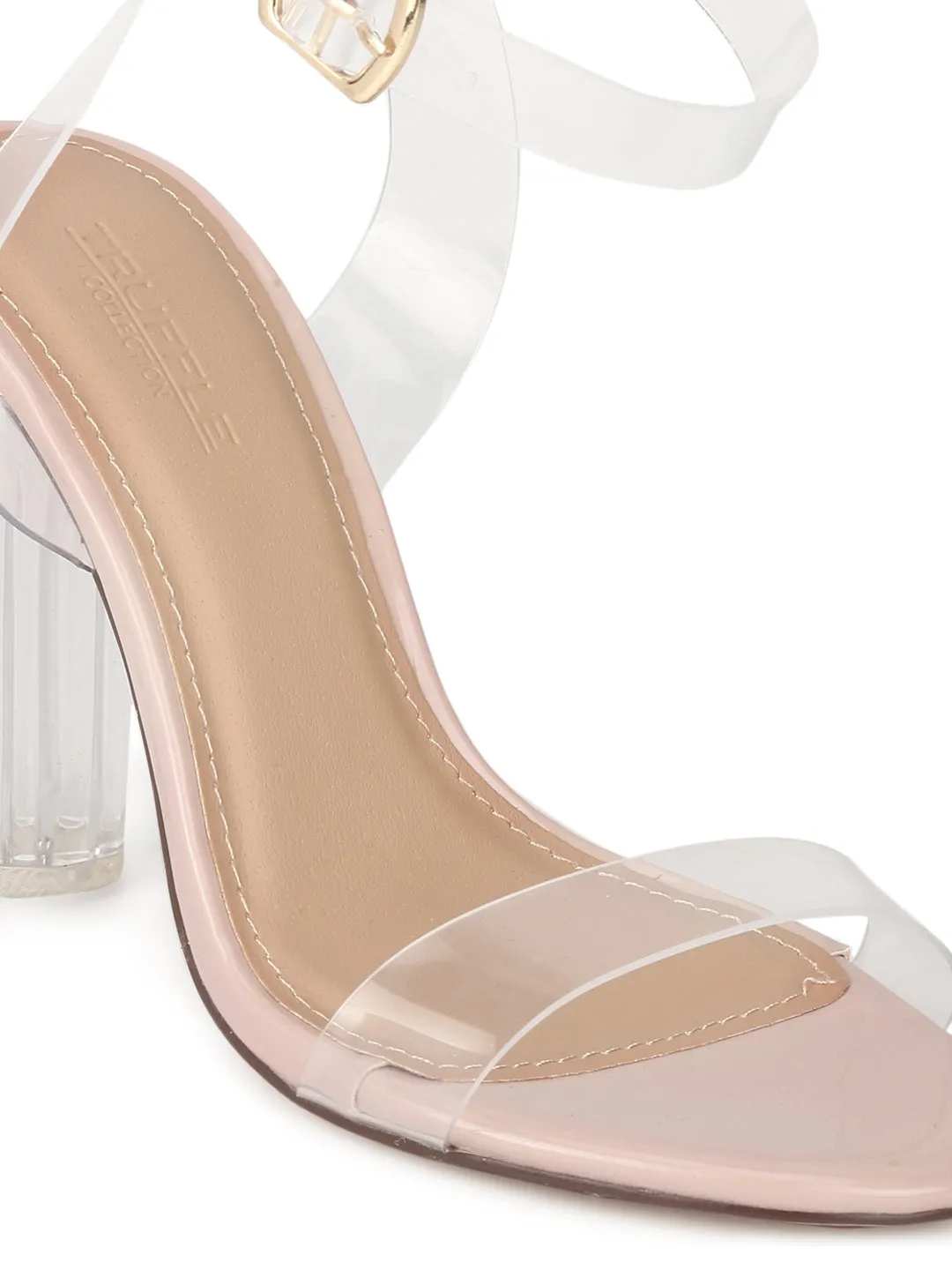 Nude Patent PU Clear Block Heels